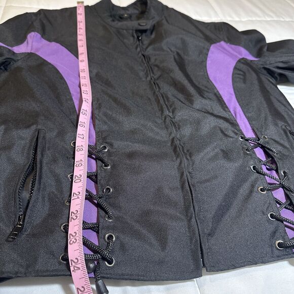 NexGen Motorcycle Jacket Black Purple Waterproof Nylon Zip Out Liner Large - Picture 8 of 16